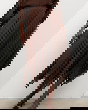 Answear.LAB fusta culoarea maro, midi, evazati