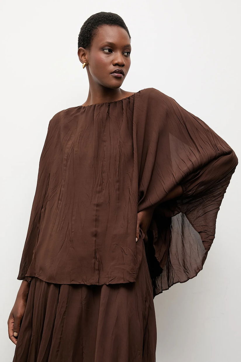 Answear.LAB bluza culoarea maro, neted