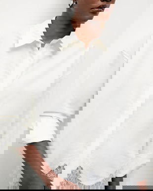 Answear.LAB camasa din bumbac culoarea alb, cu guler clasic, relaxed