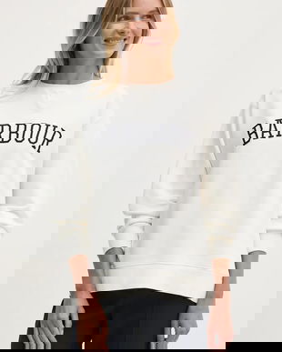 Barbour hanorac de bumbac femei, culoarea alb, cu imprimeu, LOL0591