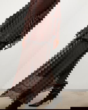 Answear.LAB rochie din matase culoarea maro, maxi, drept