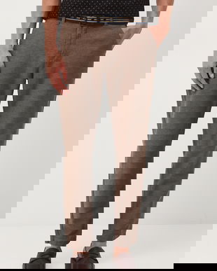 Medicine pantaloni din amestec de in culoarea maro, drept