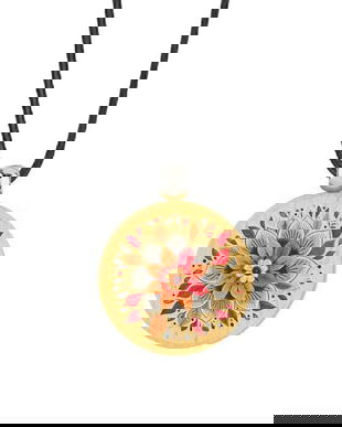 Colier cu pandativ, din lemn rotund, Piksel, snur maro cerat, reglabil, personalizat, Mandala