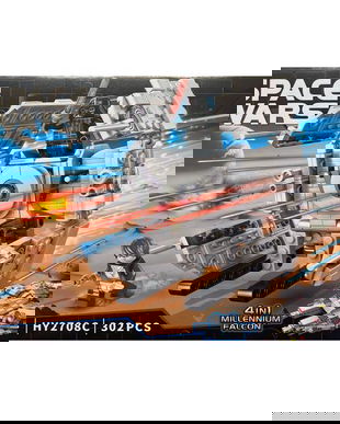 Set de constructie Star Wars 4 in 1 Millennium Falcon, Interceptor, 302+ piese