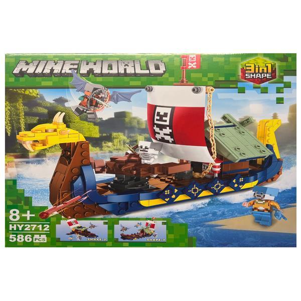 Set de constructie Minecraft World, Corabia Vikingilor, 3 moduri de constructie, 586 piese