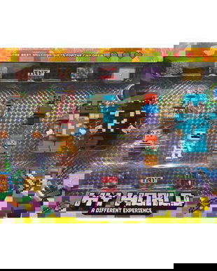 Set 8 figurine Minecraft cu 10 cuburi magnetice si accesorii, multicolor