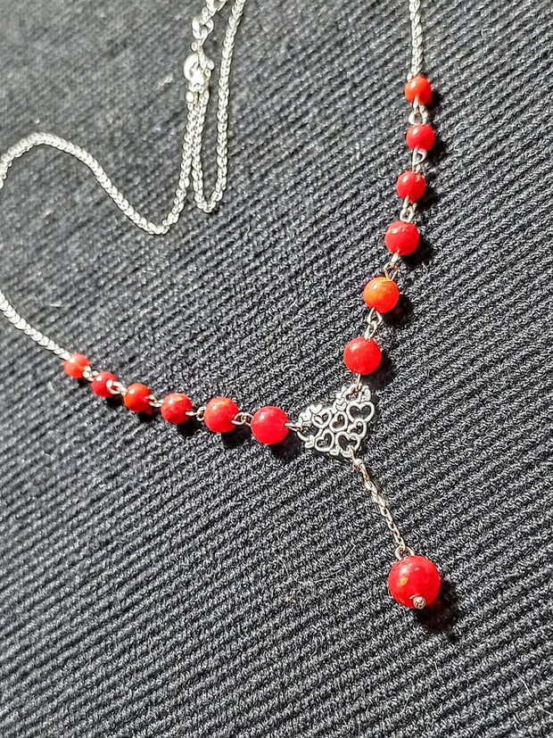 Set argint opal de foc etiopian rosucercei colier inima lant argint minimalist boho chic trendy