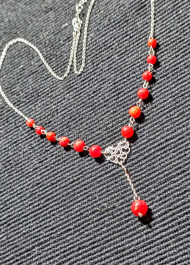Set argint opal de foc etiopian rosucercei colier inima lant argint minimalist boho chic trendy