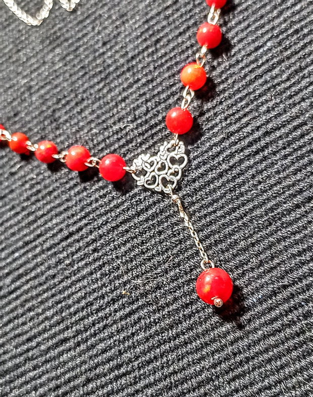Set argint opal de foc etiopian rosucercei colier inima lant argint minimalist boho chic trendy