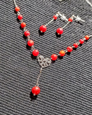 Set argint opal de foc etiopian rosucercei colier inima lant argint minimalist boho chic trendy