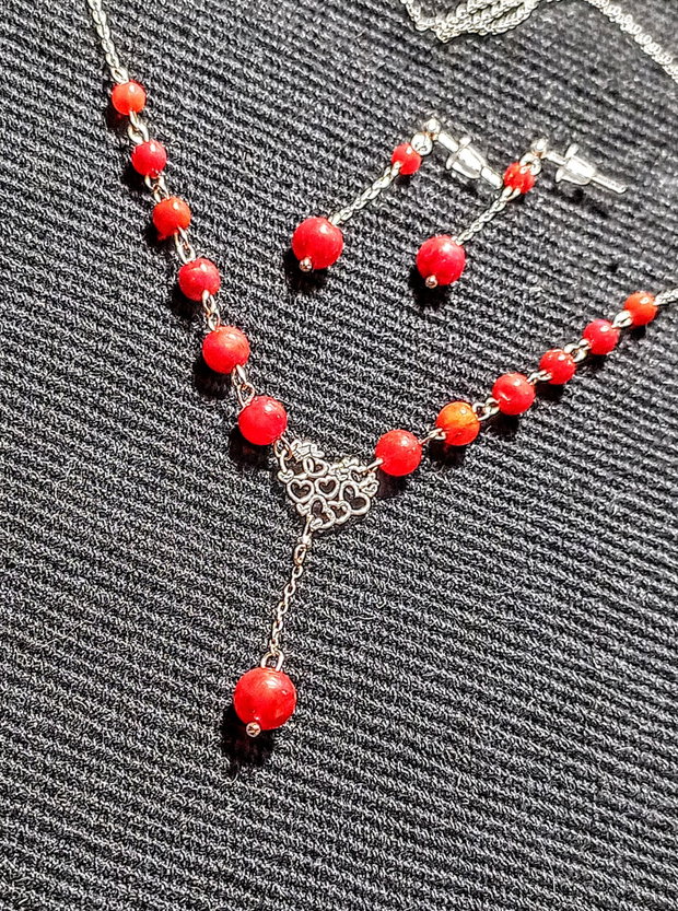 Set argint opal de foc etiopian rosucercei colier inima lant argint minimalist boho chic trendy