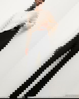 Answear.LAB pantaloni culoarea negru, evazati, high waist