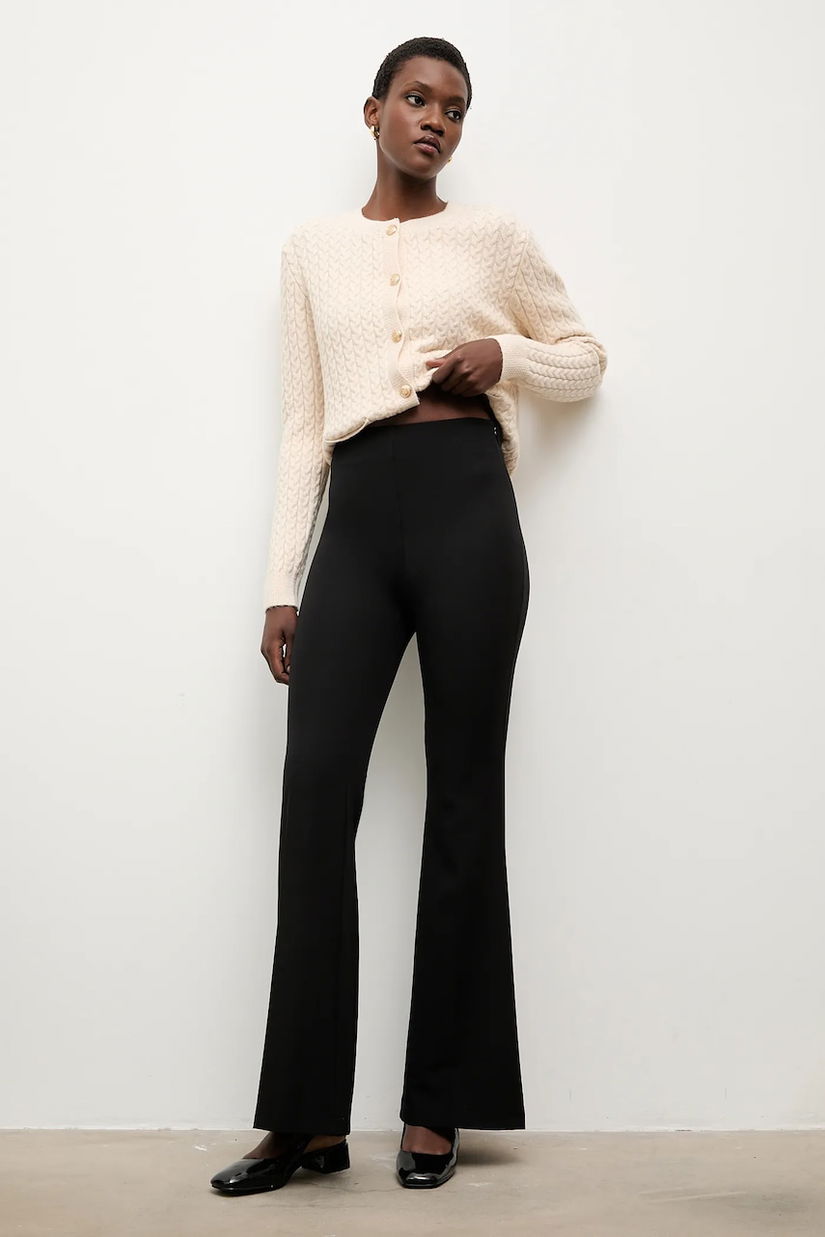 Answear.LAB pantaloni culoarea negru, evazati, high waist