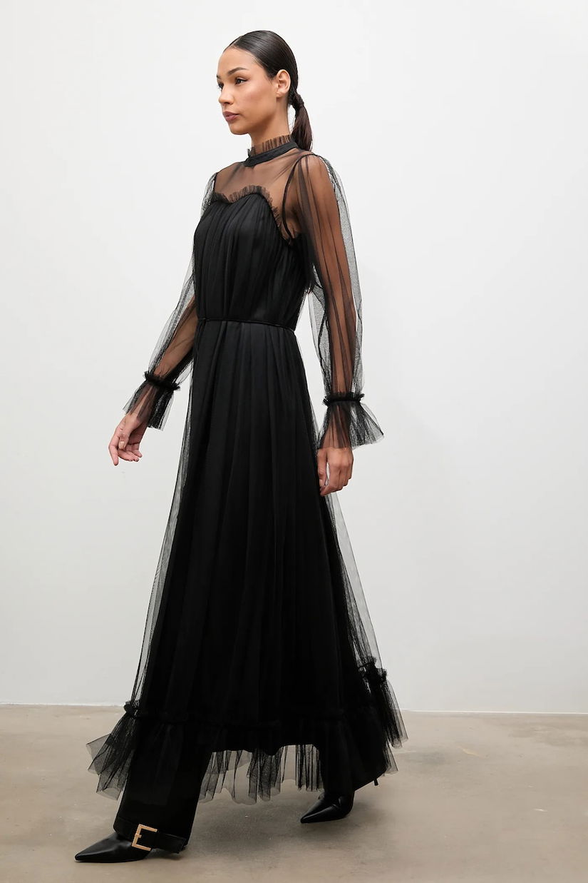 Answear.LAB rochie culoarea negru, maxi, drept