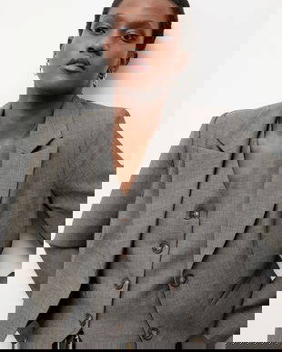 Answear.LAB sacou culoarea gri, un singur rand de nasturi, neted