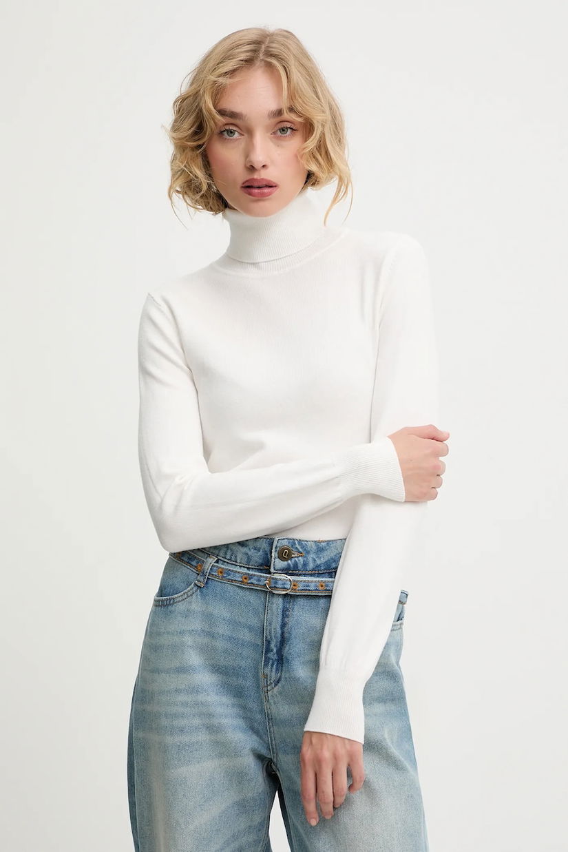 Answear.LAB pulover de lana culoarea bej, light, cu guler