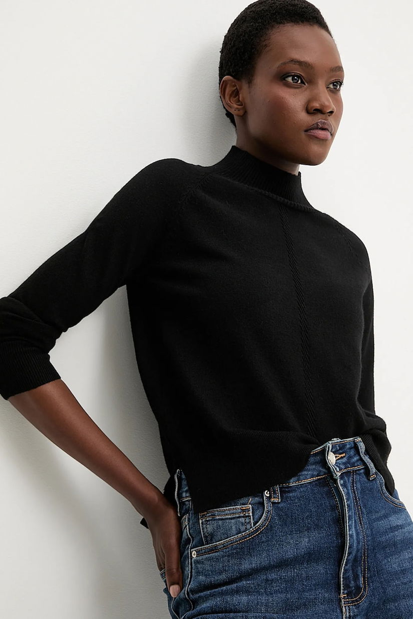 Answear.LAB pulover de cașmir culoarea negru, light, cu guler
