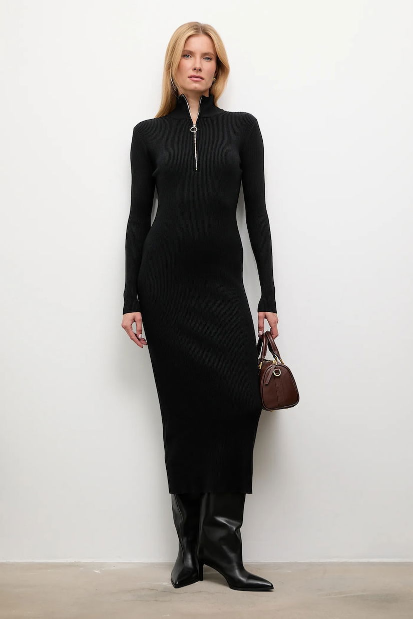 Answear.LAB rochie de cașmir culoarea negru, midi, mulata