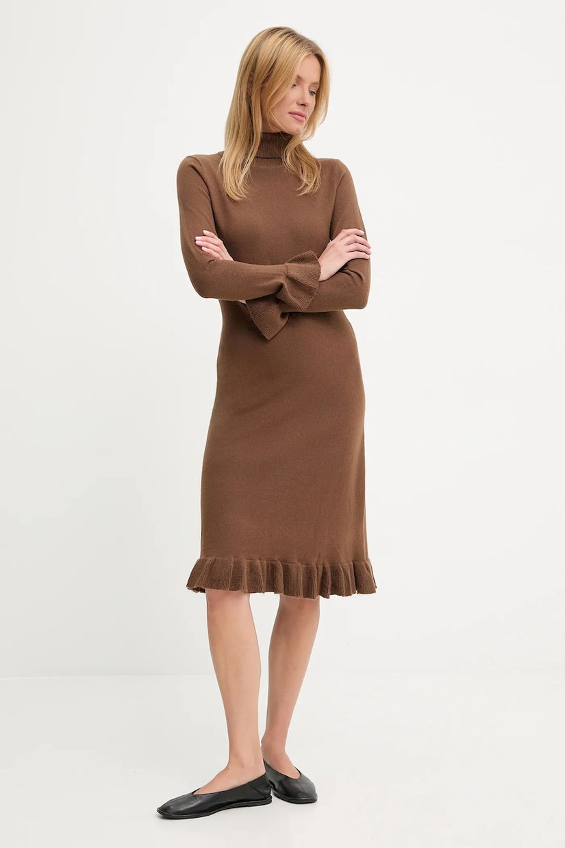 Answear.LAB rochie de cașmir culoarea maro, midi, drept