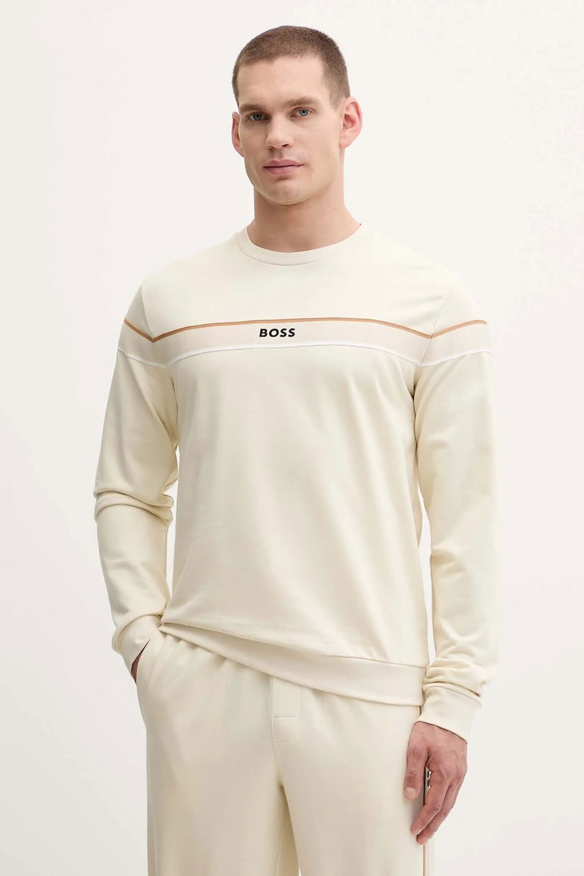 BOSS hanorac de bumbac culoarea negru, cu imprimeu, 50545589