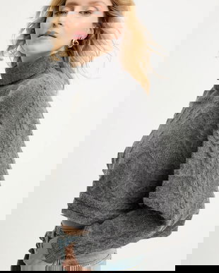 Answear.LAB pulover de cașmir culoarea gri, călduros, cu guler