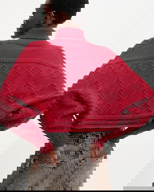 Answear.LAB pulover de cașmir culoarea rosu, călduros, cu guler