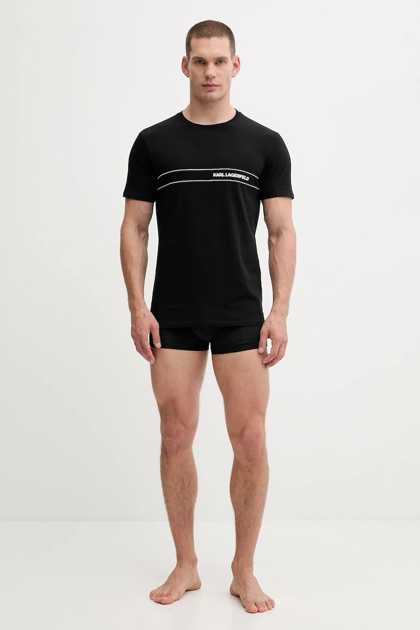 Karl Lagerfeld pijama culoarea negru, cu imprimeu, A4M45007