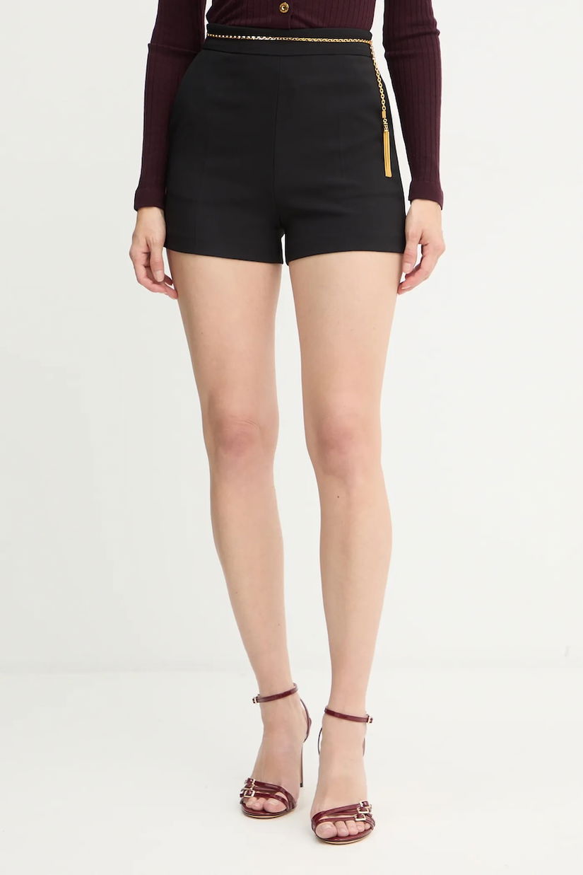 Elisabetta Franchi pantaloni scurți culoarea negru, uni, high waist, SH01757E2