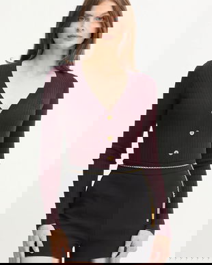 Elisabetta Franchi cardigan din amestec de lână culoarea bordo, light, MK33S57E2