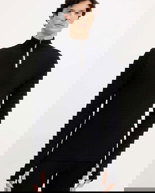 BOSS hanorac din amestec de lână culoarea negru, uni, 50544368