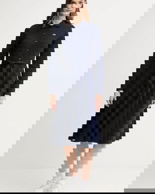 Lacoste rochie din bumbac culoarea bleumarin, mini, evazati, EF5299