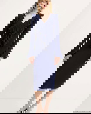 Luisa Spagnoli rochie din lână culoarea bleumarin, maxi, evazati, 100110