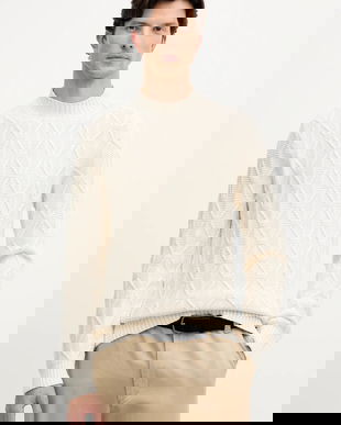 Joop! pulover de bumbac culoarea bej, 30047403