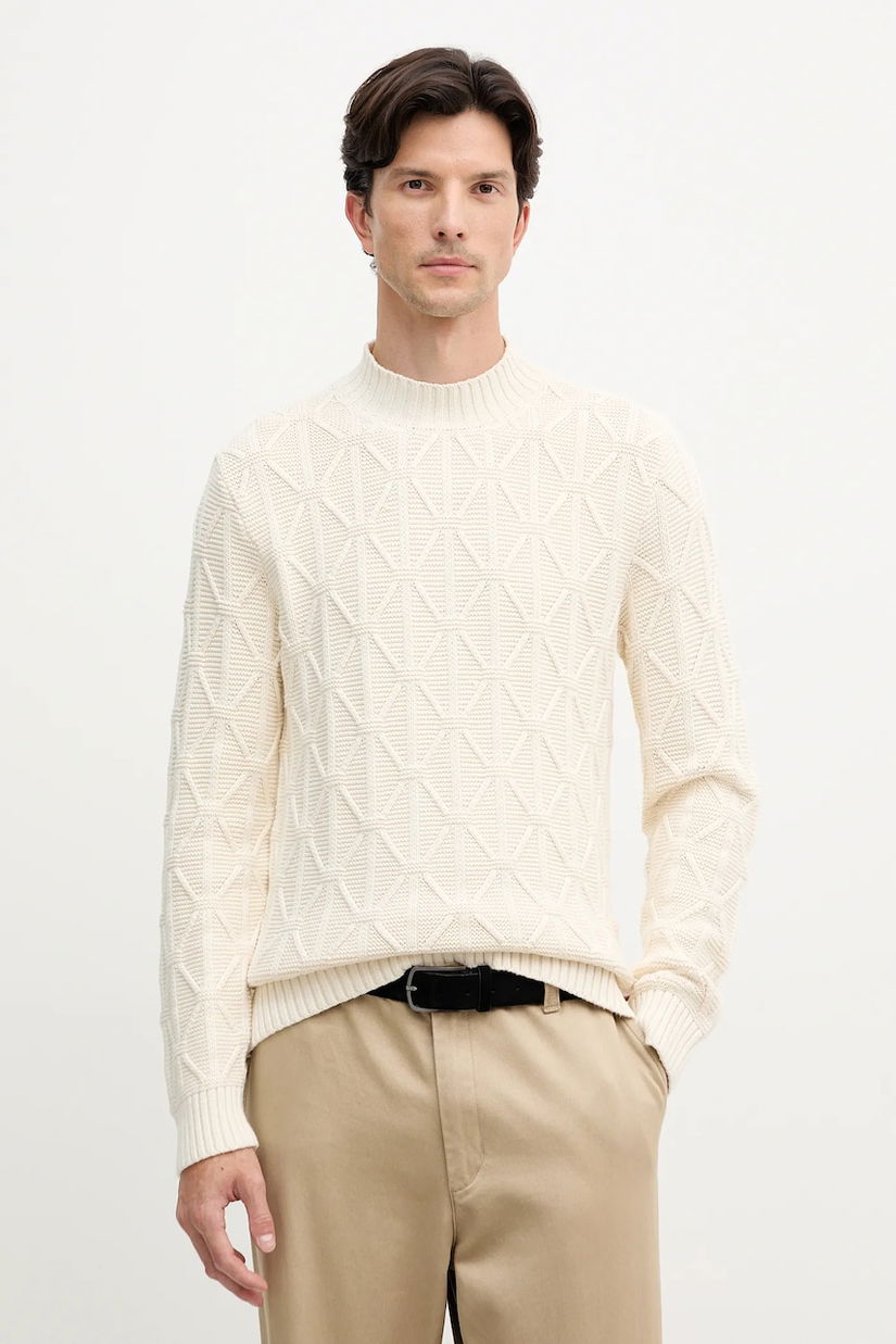 Joop! pulover de bumbac culoarea bej, 30047403