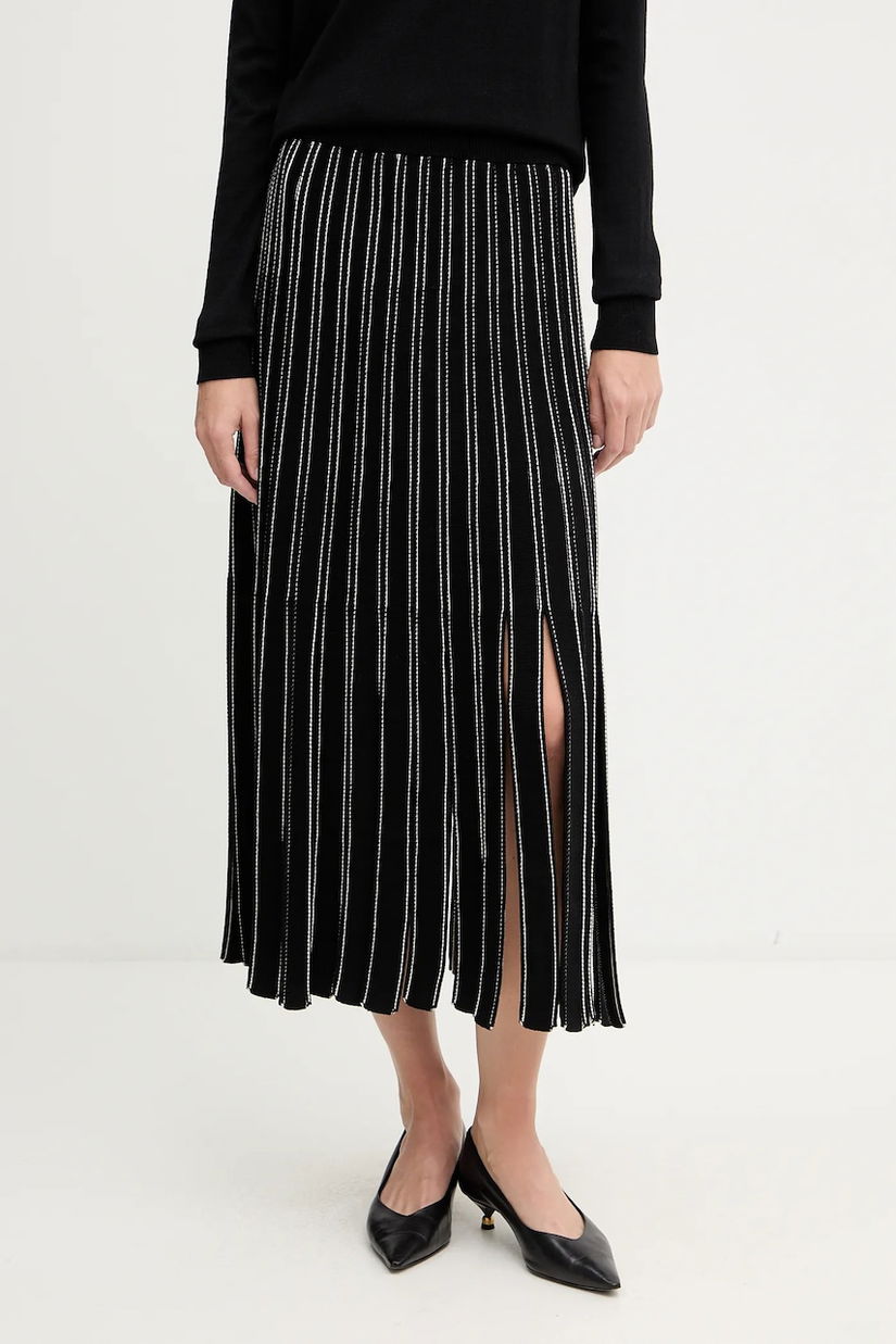 BOSS fustă culoarea negru, midi, evazati, 50553135
