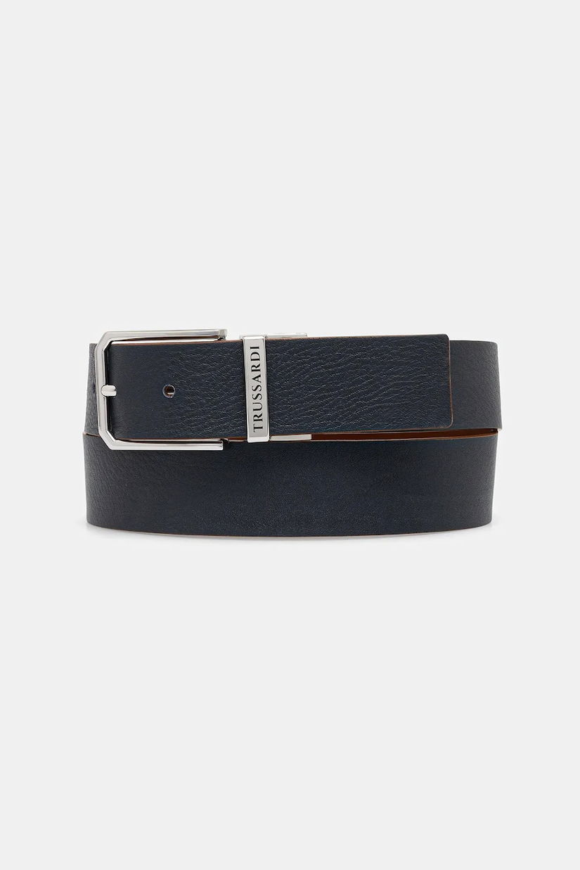Trussardi curea de piele culoarea bleumarin, B353B000009N