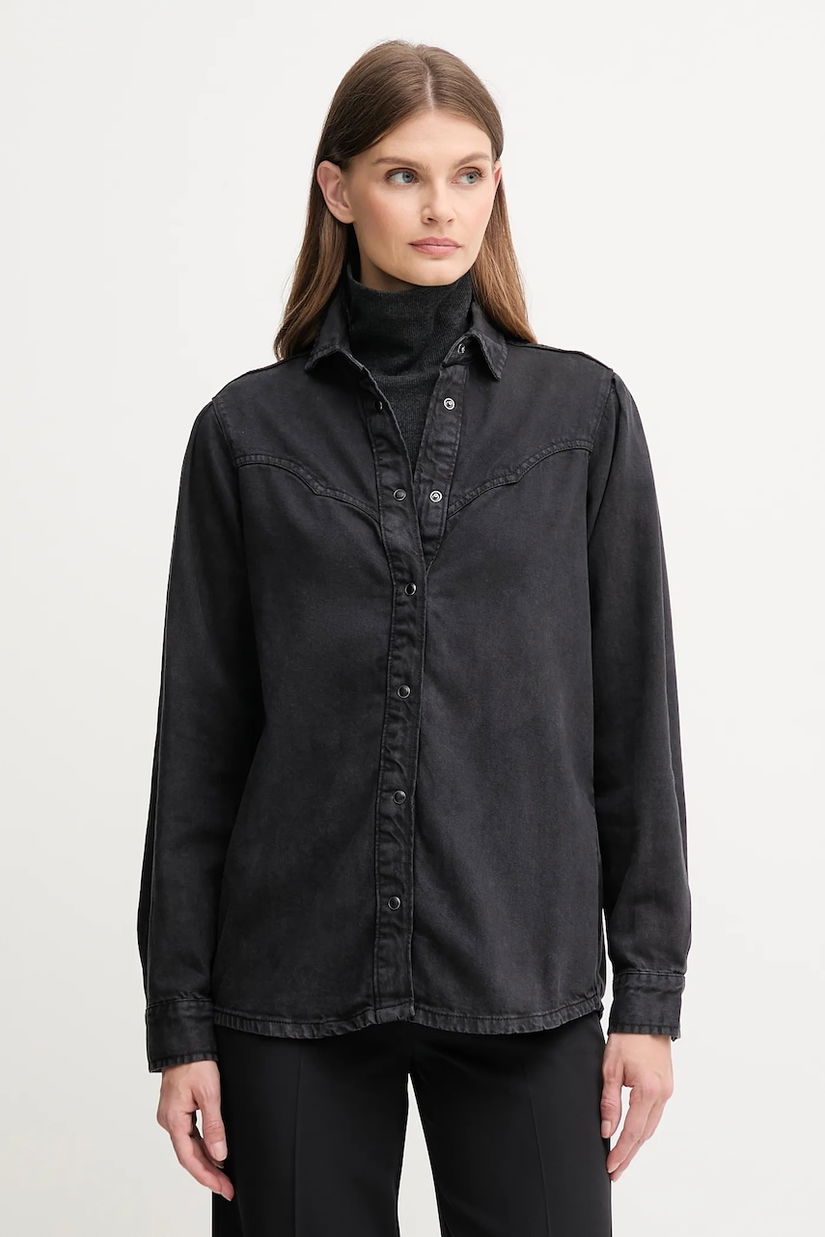 Pepe Jeans cămașă culoarea negru, cu guler clasic, regular, PL3051236