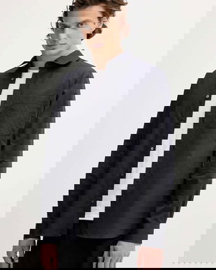 Kenzo cămașă din bumbac culoarea bleumarin, cu guler clasic, slim, FF65CH2029IC