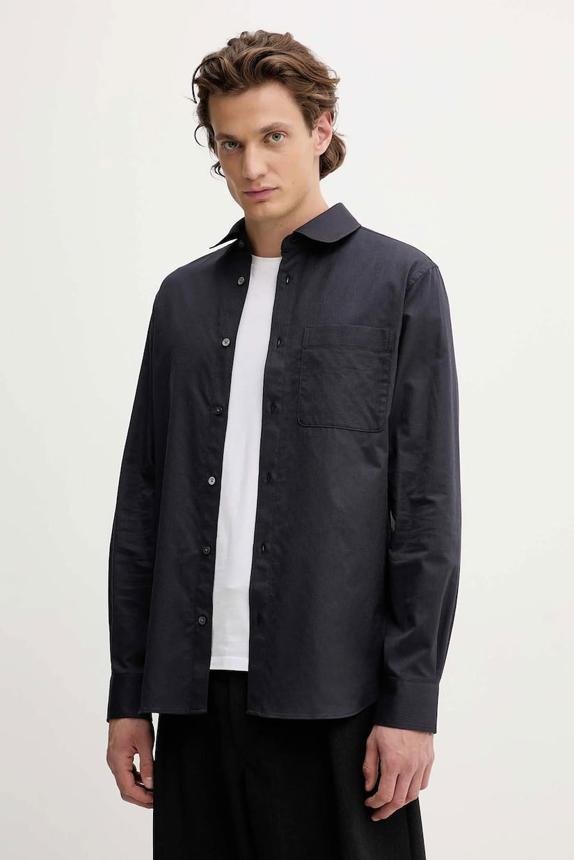 Kenzo cămașă din bumbac culoarea bleumarin, cu guler clasic, slim, FF65CH2029IC