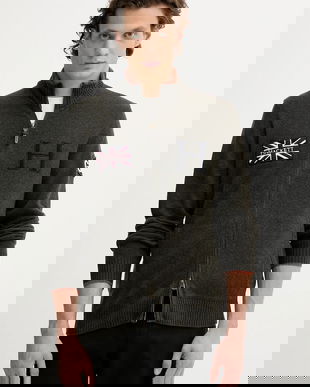 Hackett London cardigan din lână culoarea verde, HM7000052