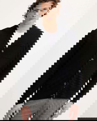 Marc O'Polo cardigan din lână culoarea negru, 529506361042