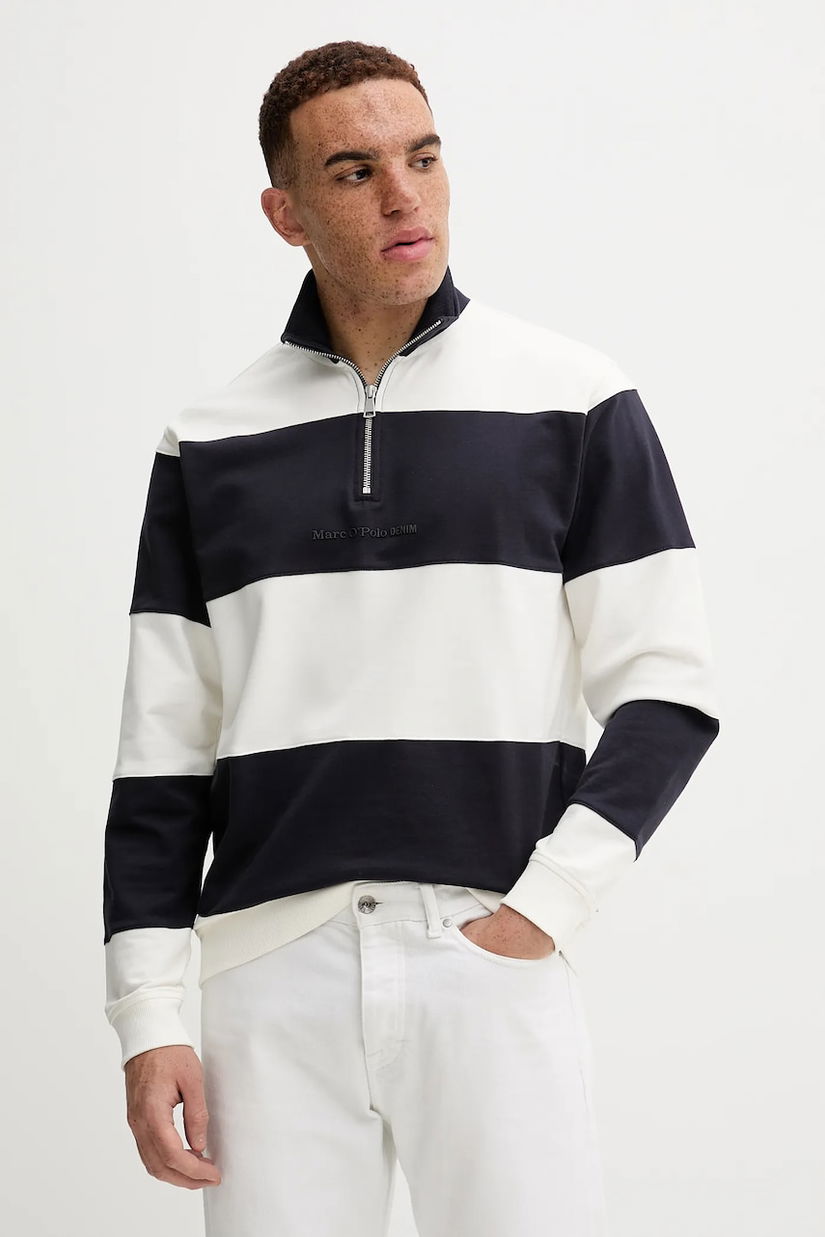 Marc O'Polo hanorac de bumbac culoarea bleumarin, cu model, 5000007806