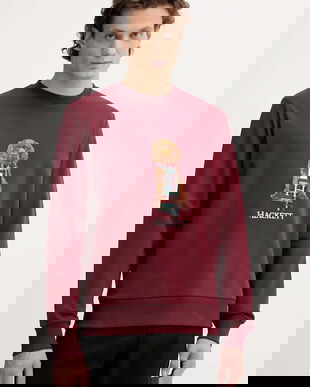 Hackett London hanorac de bumbac culoarea bordo, cu imprimeu, HM5800015