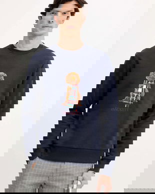 Hackett London hanorac de bumbac culoarea bleumarin, cu imprimeu, HM5800015