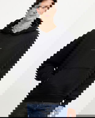 Trussardi hanorac de bumbac culoarea negru, cu glugă, cu imprimeu, G8038000022N