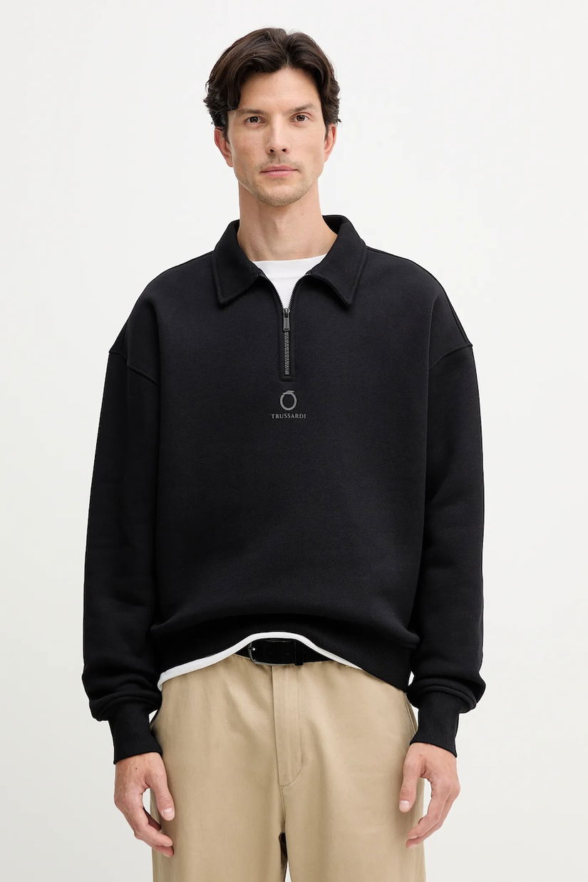 Trussardi hanorac de bumbac culoarea negru, cu imprimeu, G8018000020N
