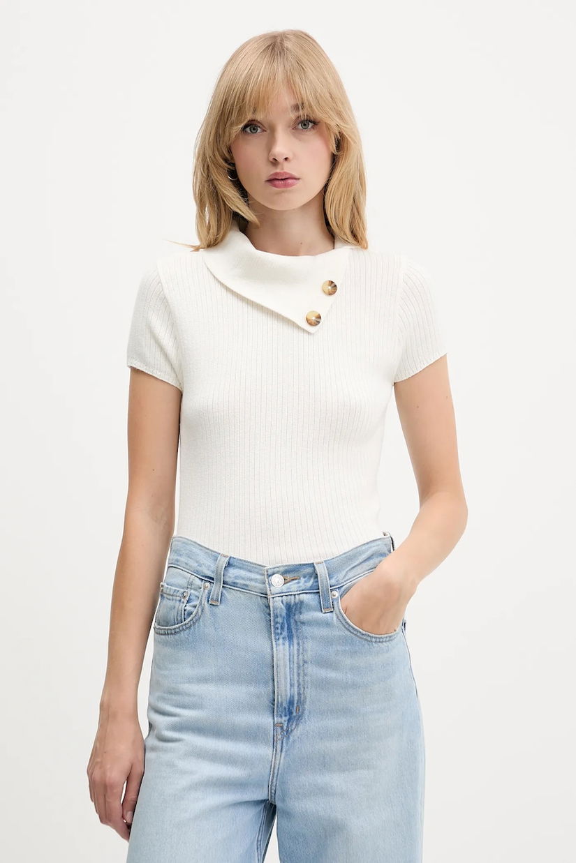 Hollister Co. bluză culoarea bej, uni, KI350-5130