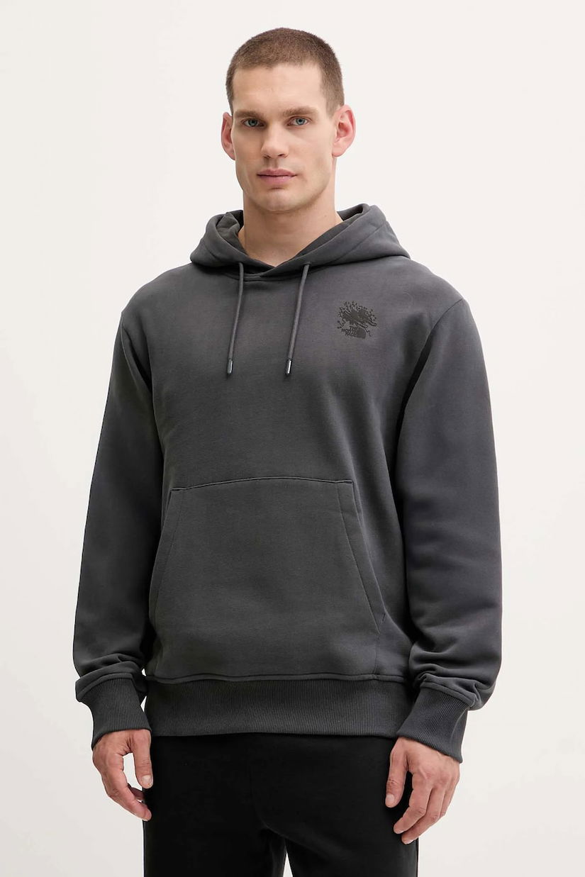 The North Face hanorac de bumbac Powder Days culoarea gri, cu glugă, NF0A8E4G0C51
