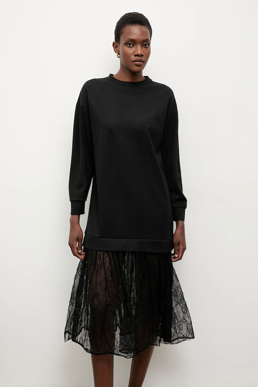 Answear.LAB rochie culoarea negru, midi, evazati