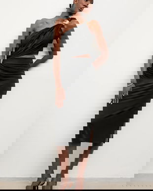 Answear.LAB rochie culoarea negru, midi, mulata